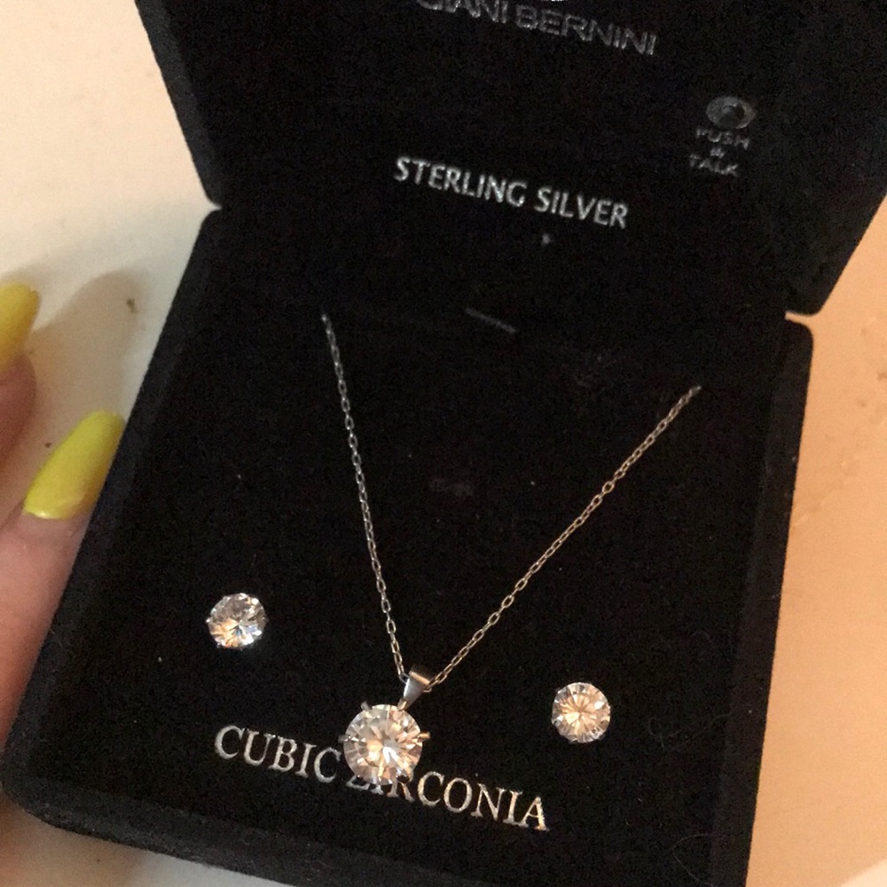 matching cubic zirconia earrings and necklace
